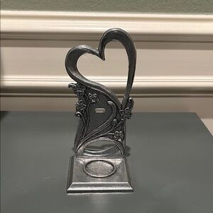 Silver Heart-Shaped Decorative Sculpture